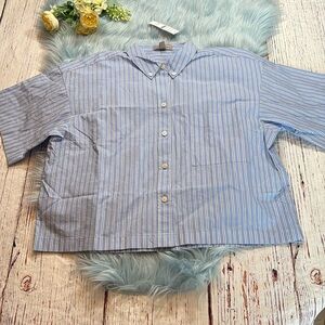 NWT J. Crew Cotton Poplin Button Striped Pajama Shirt sz S